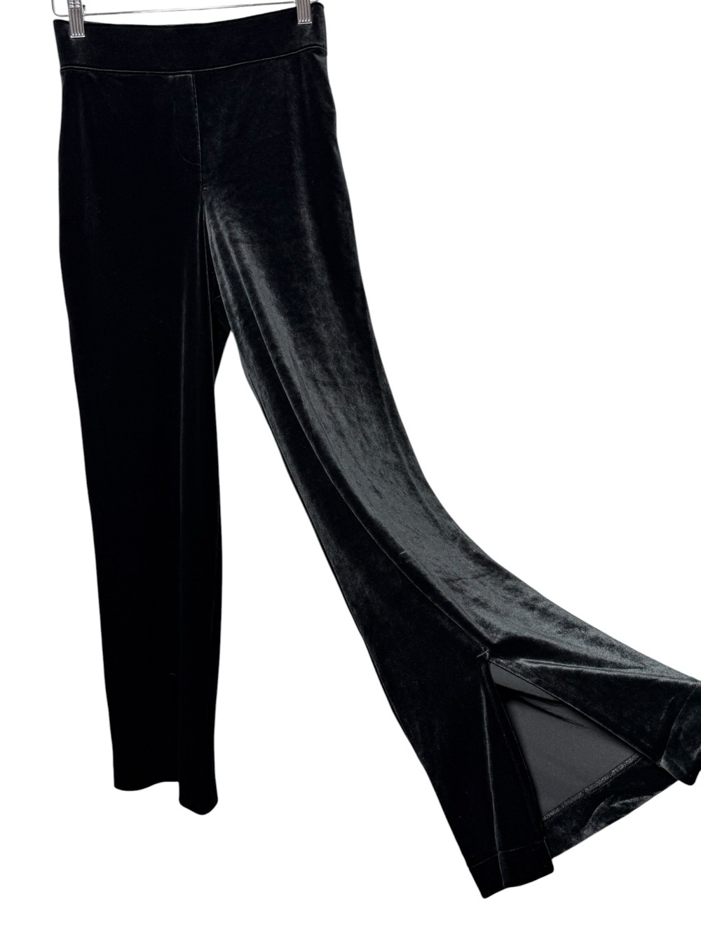 Spanx Black Velvet Front Slit Wide Leg Pants Size SP - Picture 4 of 7